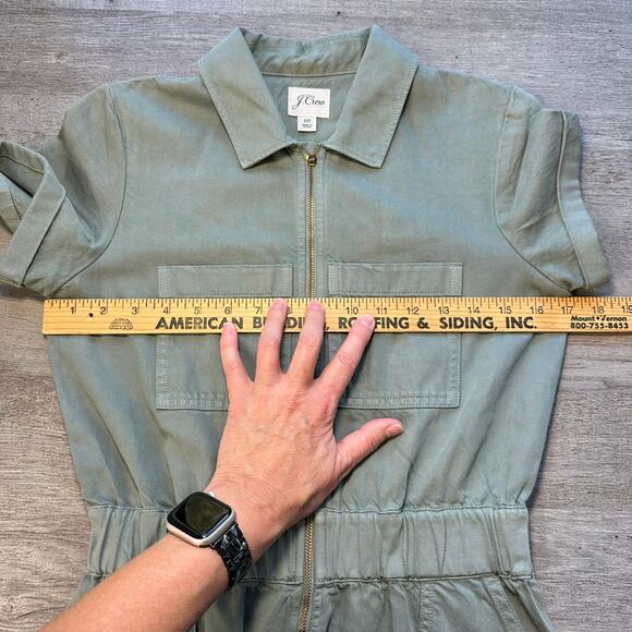 J. Crew Zip Front Chino Dress Green 00 Safari - Picture 12 of 14